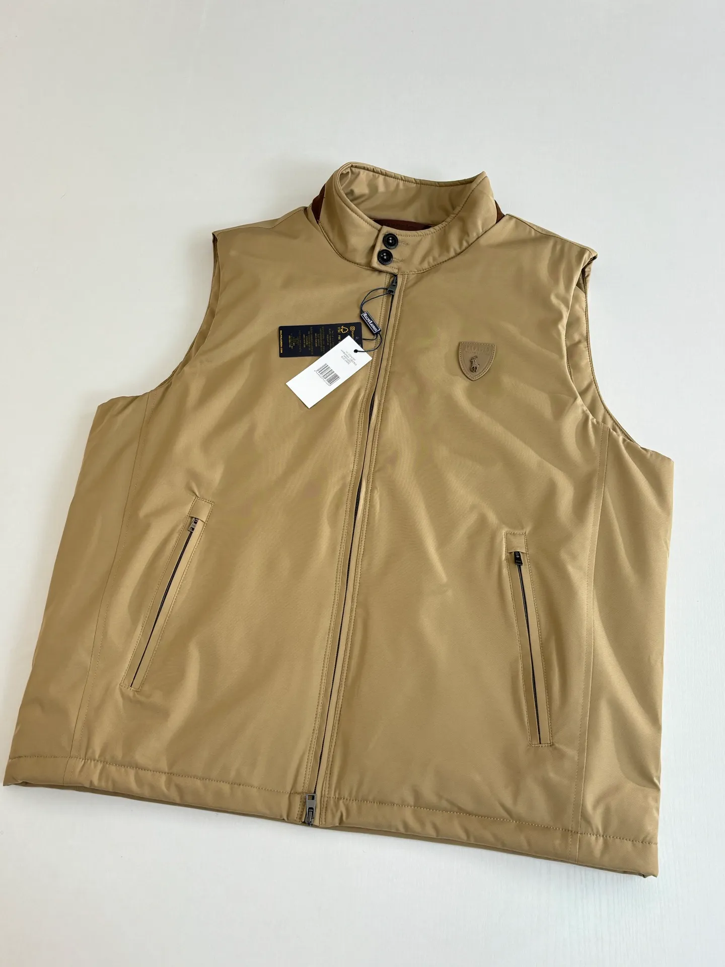 P570 Ralph Laure*/Ralph Lauren FW25 Polo gabardine down sleeveless zipper vest jacket Size: S/M/L/XL
